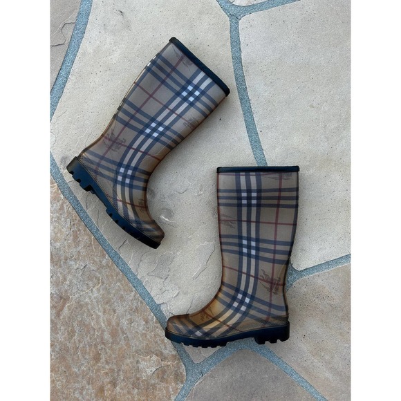 Burberry Shoes - Vintage BURBERRY Haymarket Rain Boots check Euro 36 US 5.5-6 EUC